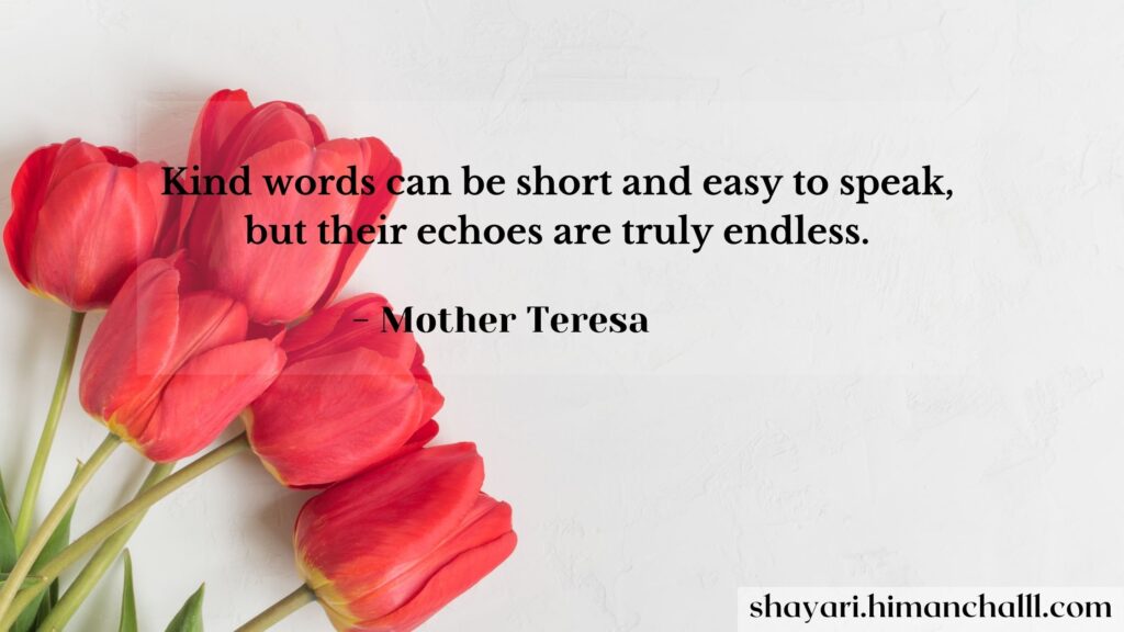Kind words can be short and easy to speak, but their echoes are truly endless. 
